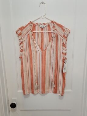 NWT Liverpool Los Angeles Sleeveless Striped Top Size Large